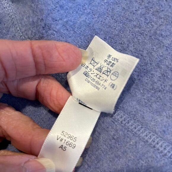 Lands' End 100% Wool Coat in Periwinkle Collared Front Pockets Size 12 - Picture 8 of 12